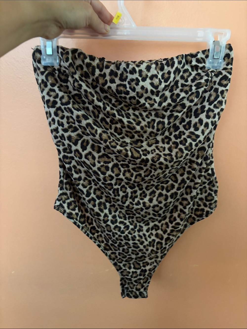 Leopard Print Strapless Bodysuit - Brown/Black